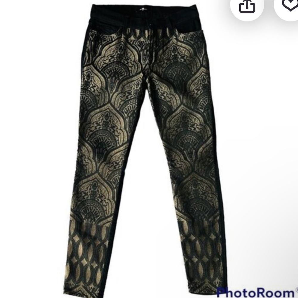 NWOT 7 jeans (sz 27) gold and black jeans